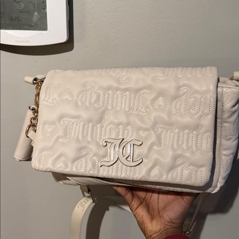 Juicy Couture Quilted Cream Crossbody Bag